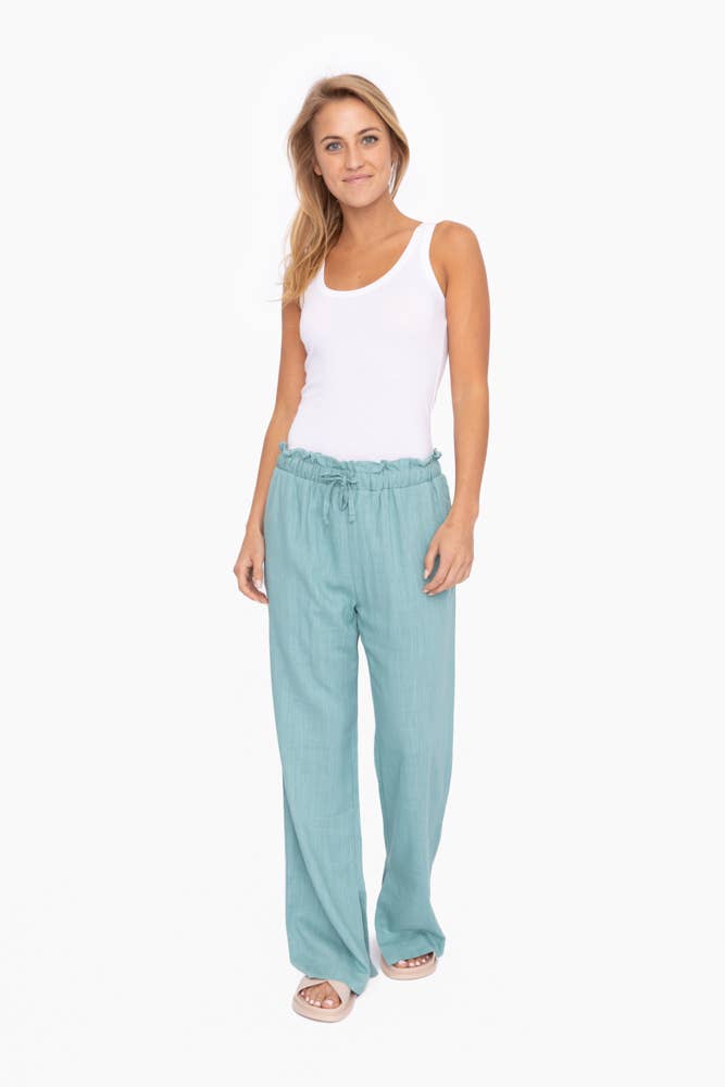Wide Leg Resort Pants Grey Teal