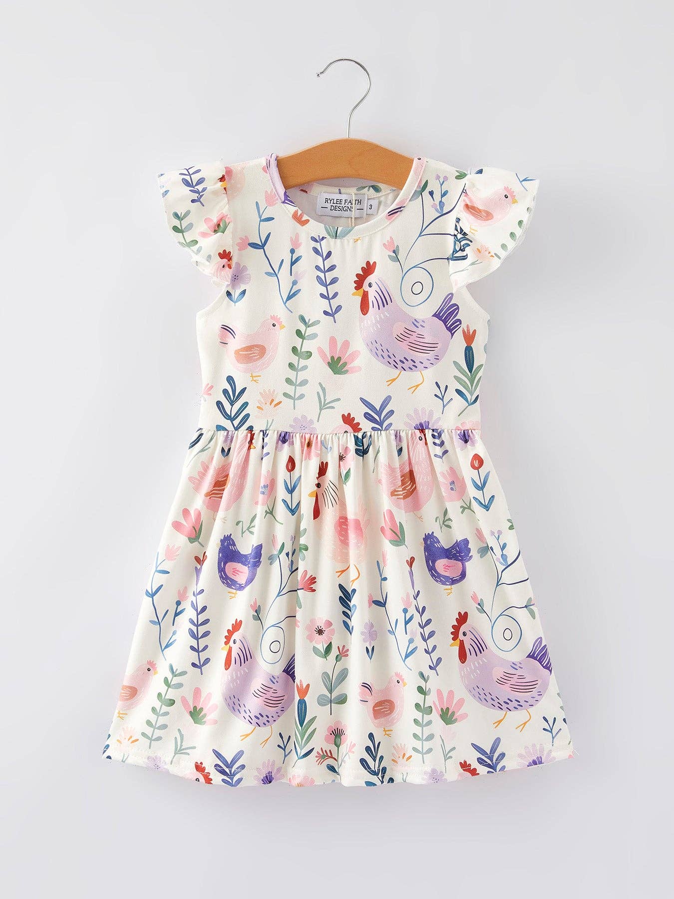 Girls Farm Print Dress