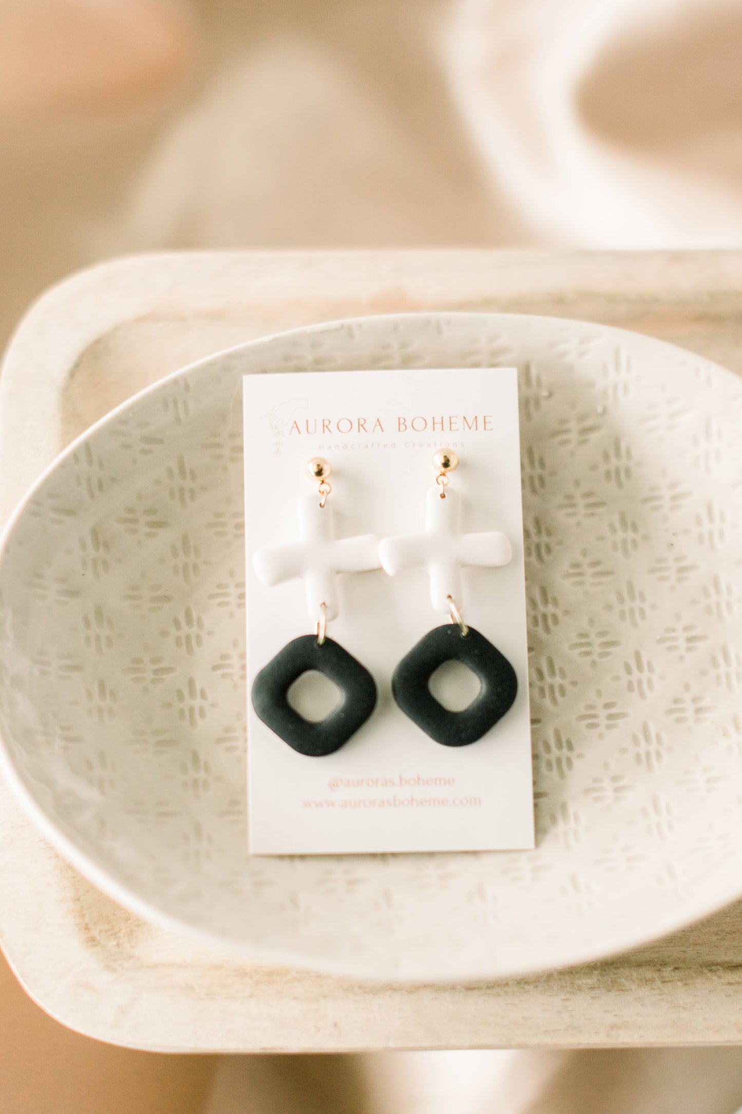 XO Black/white long Dangles