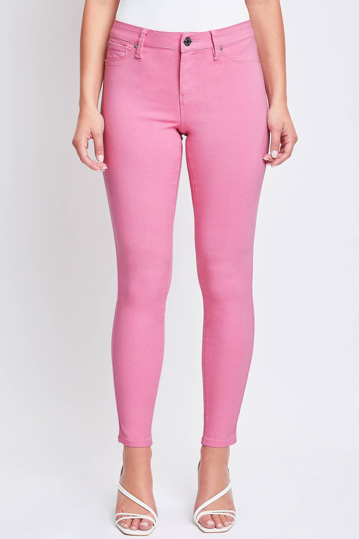 Hyperstretch Mid-Rise Skinny Jean: Junior / Flamingo