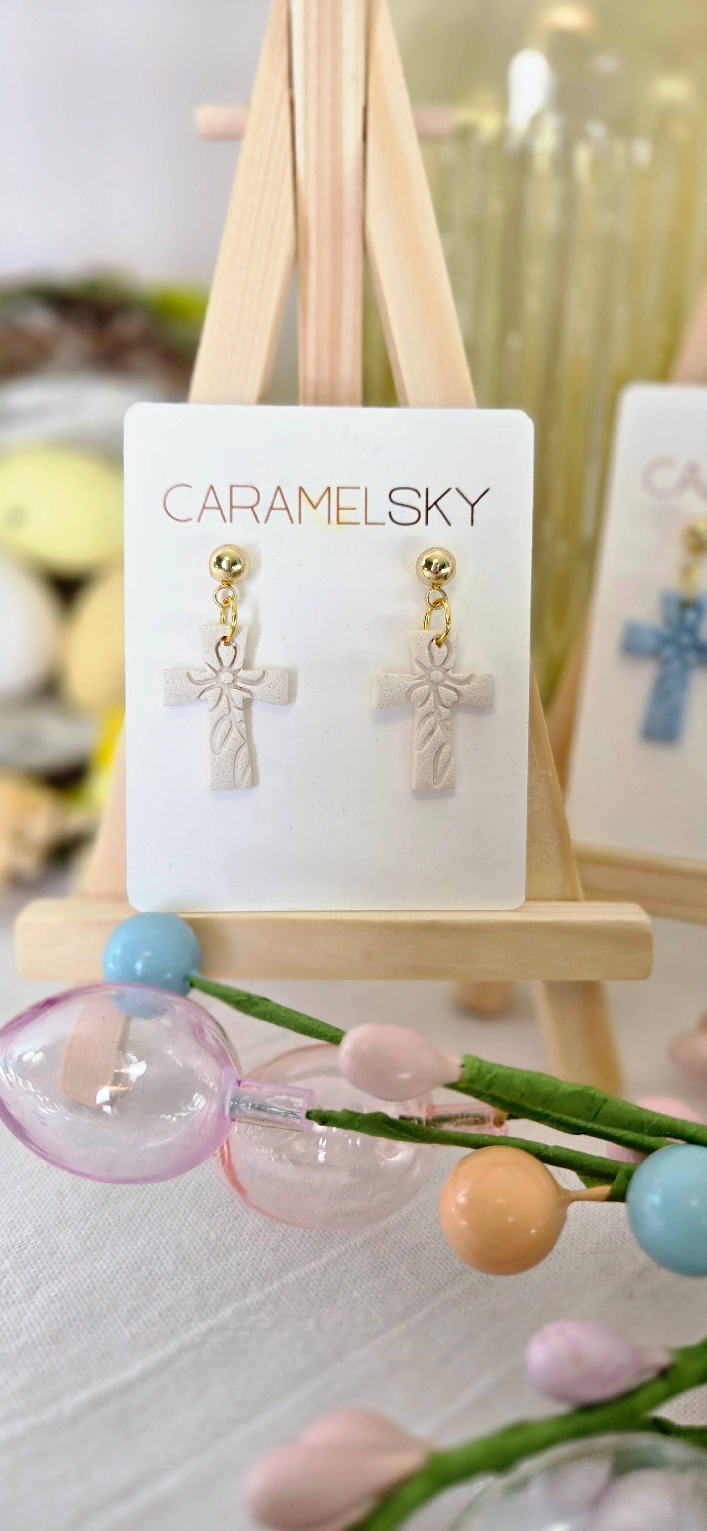 Easter Cross Clay Earring