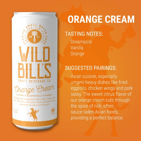 Wild Bill’s Craft Beverage Co. - Orange Cream - Premium Cane Sugar Soda, 12-Pack, Cans