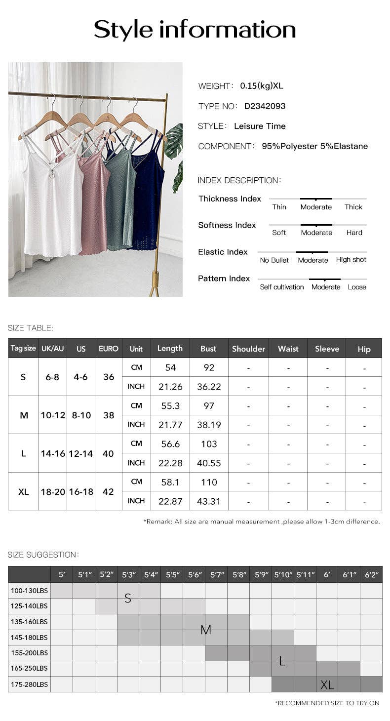 Camisole Spaghetti Strap Sleeveless V-Neck Top