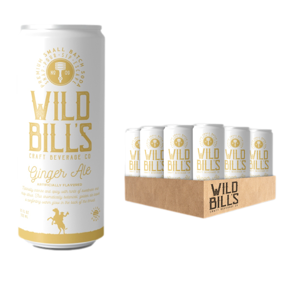Wild Bill’s Craft Beverage Co. - Ginger Ale - Premium Cane Sugar Soda, 12-Pack, Cans