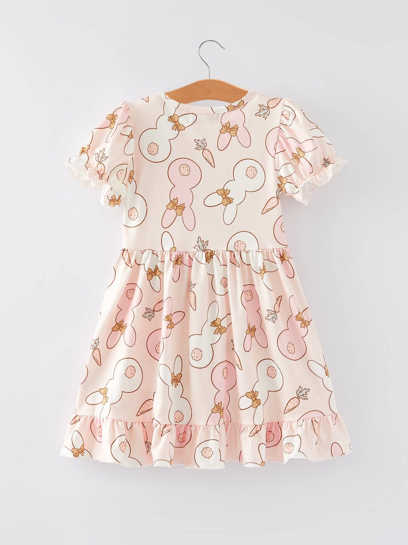 Rabbit Carrot Print Ruffle Girls Dress