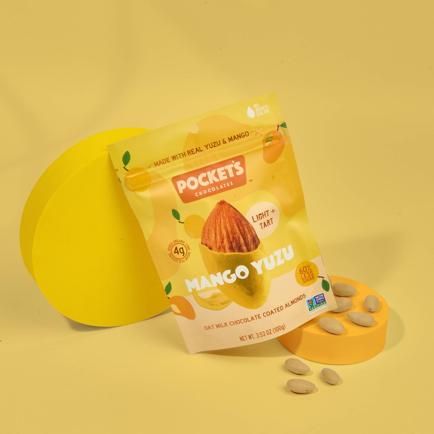 Mango Yuzu Chocolate Almonds, 3.53 oz Standing Pouch