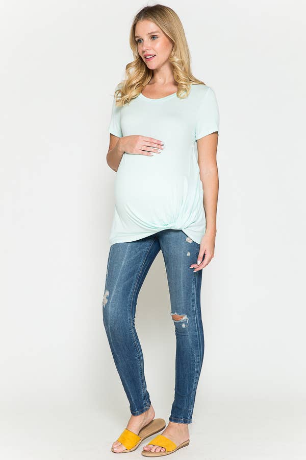 Short sleeve twist maternity top