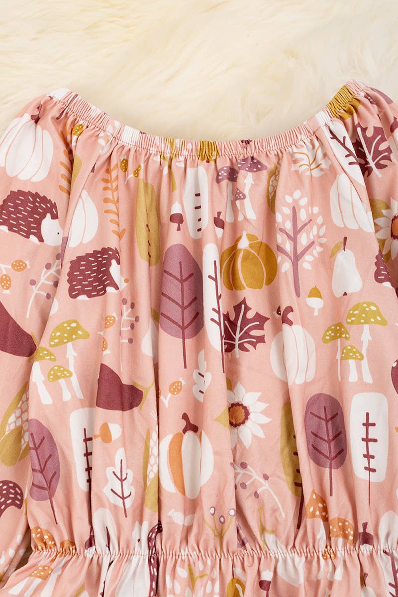 Blush ruffle top w/velvet bottoms