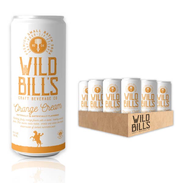 Wild Bill’s Craft Beverage Co. - Orange Cream - Premium Cane Sugar Soda, 12-Pack, Cans
