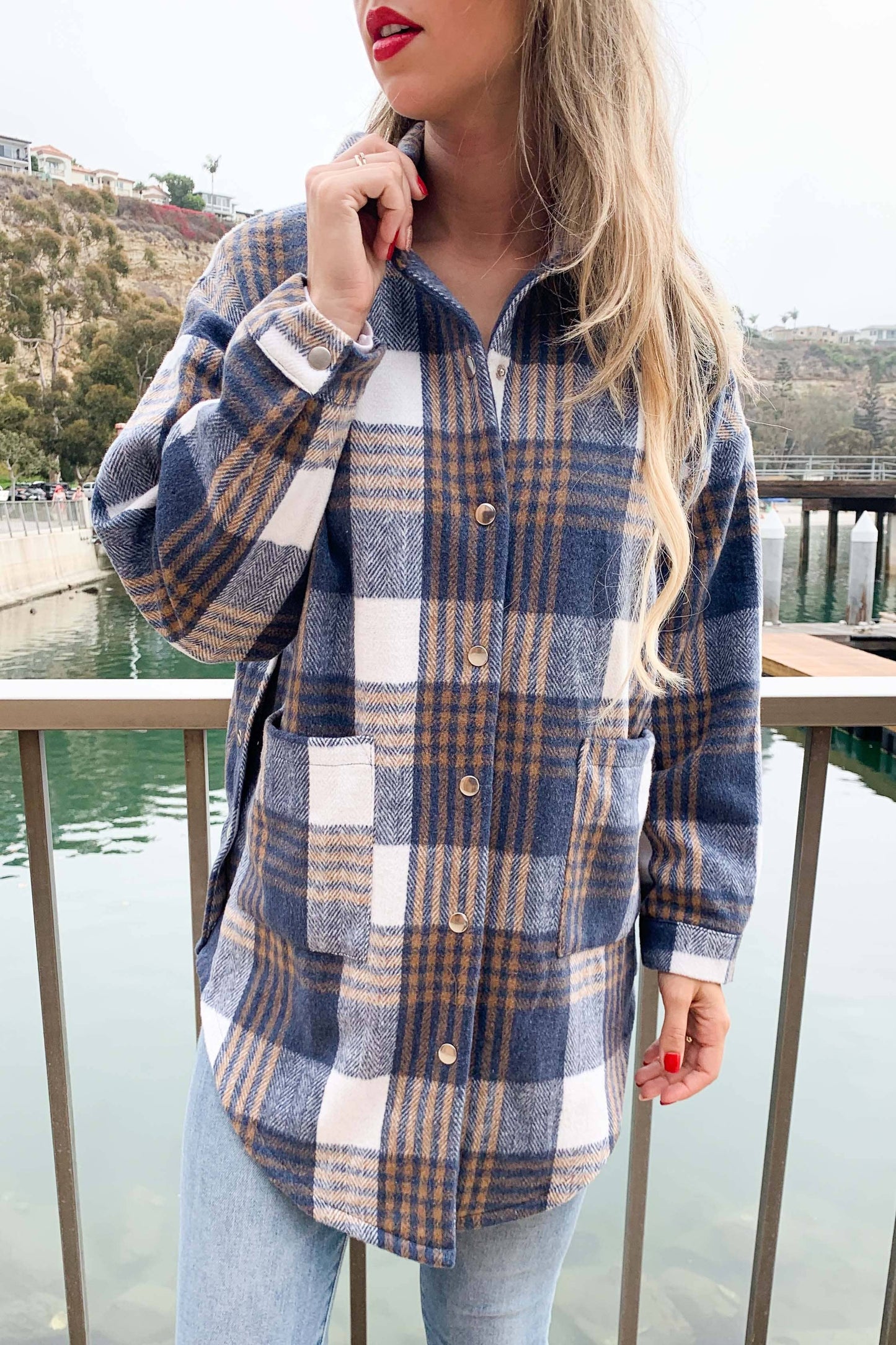 Blue Plaid Oversized Jacket
