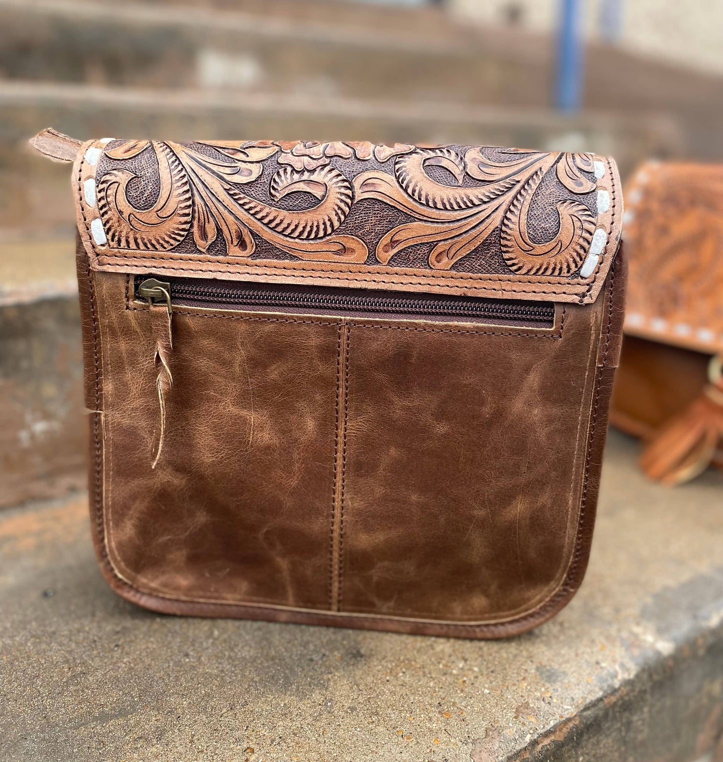 Brown Longhorn Cowhide Leather Crossbody