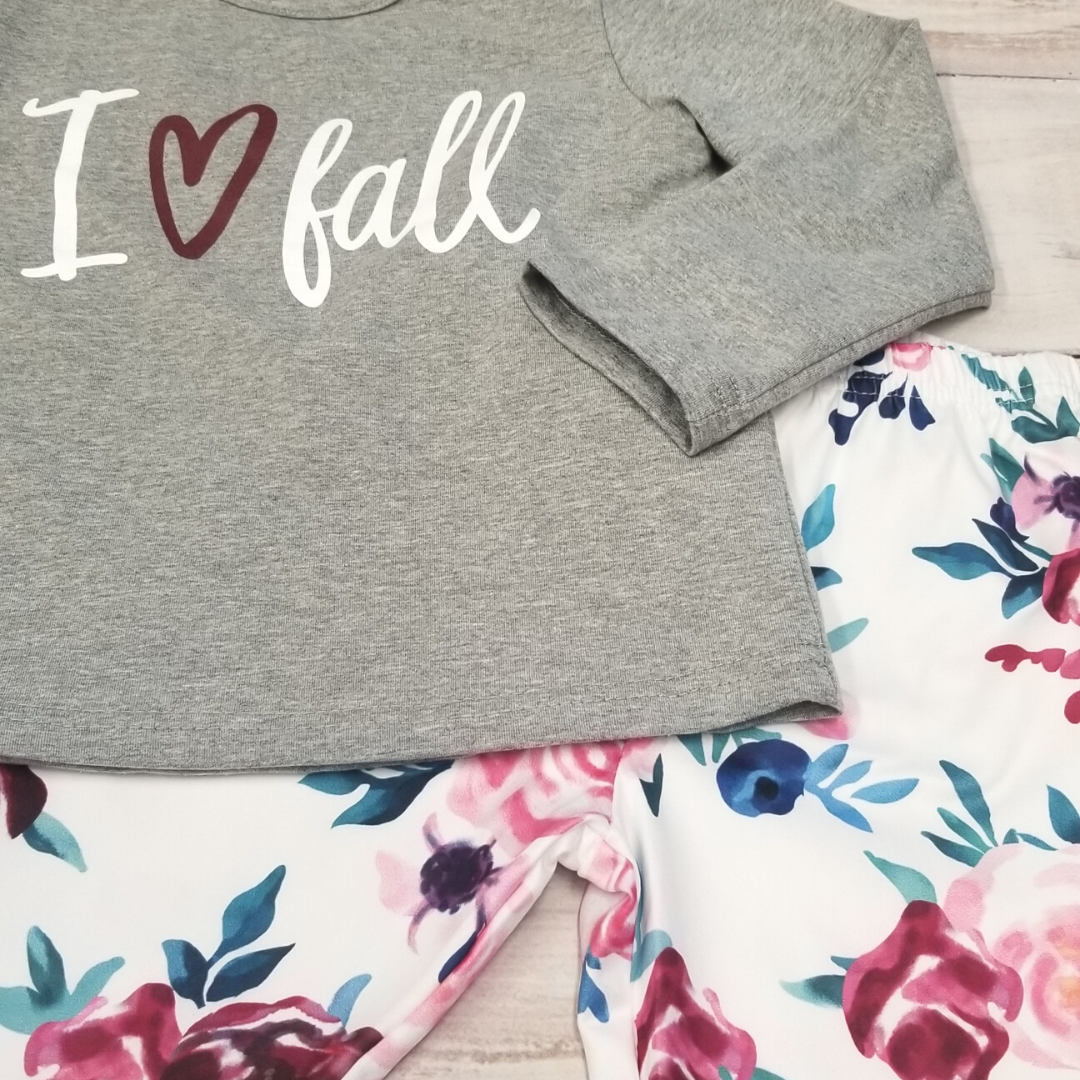 I Love Fall Tee w/Floral Set