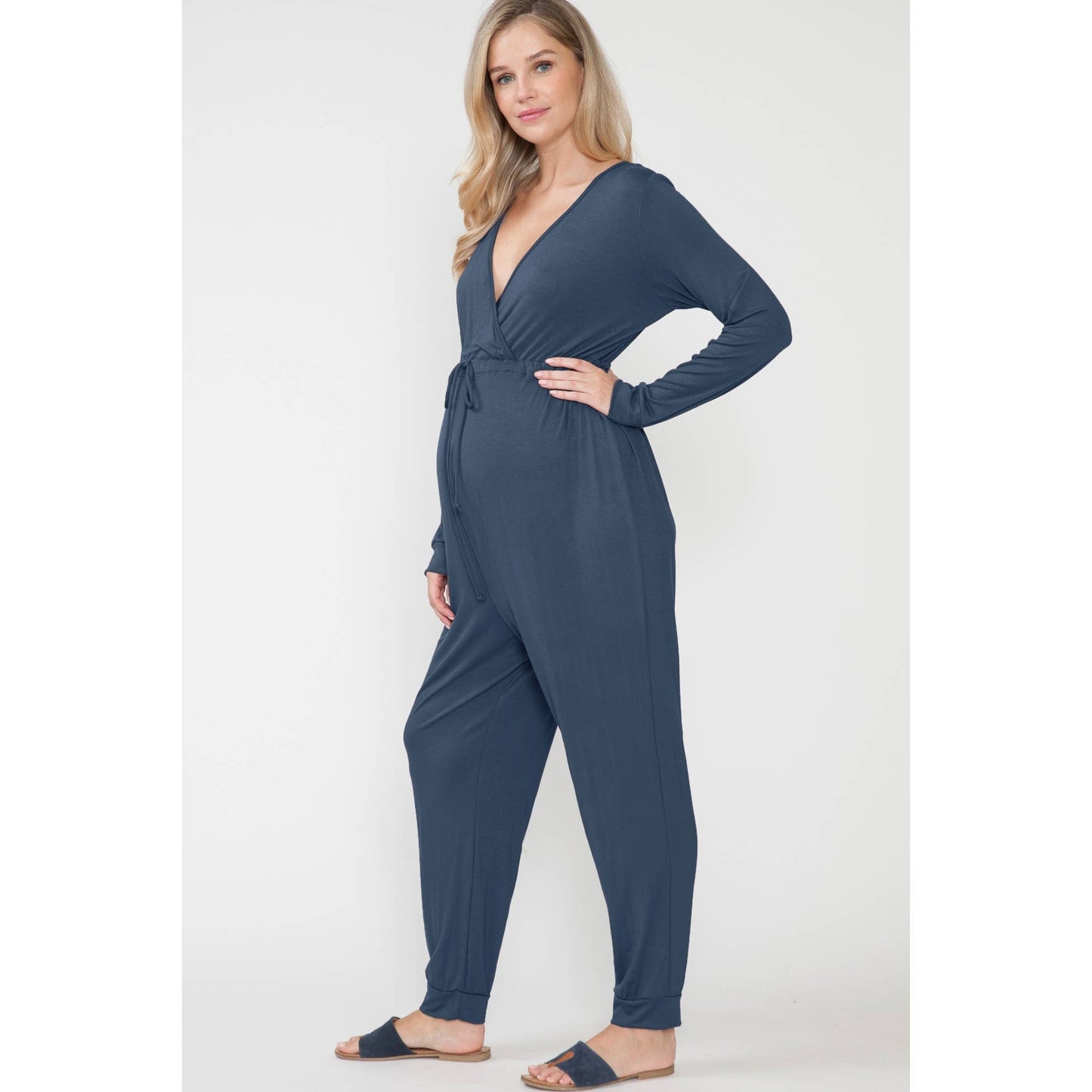 Maternity Winter Loungewear Tie-Up Jumpsuit