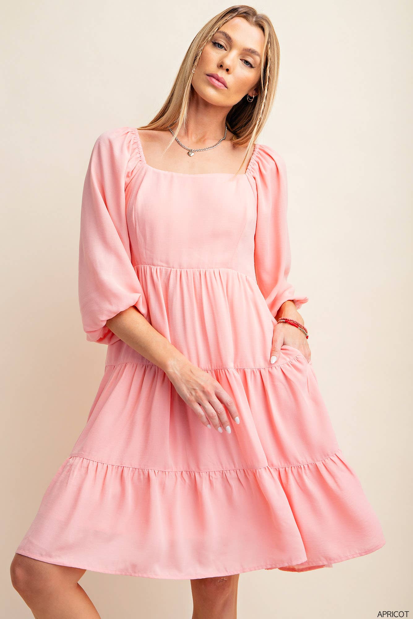 Apricot Linen effect dress