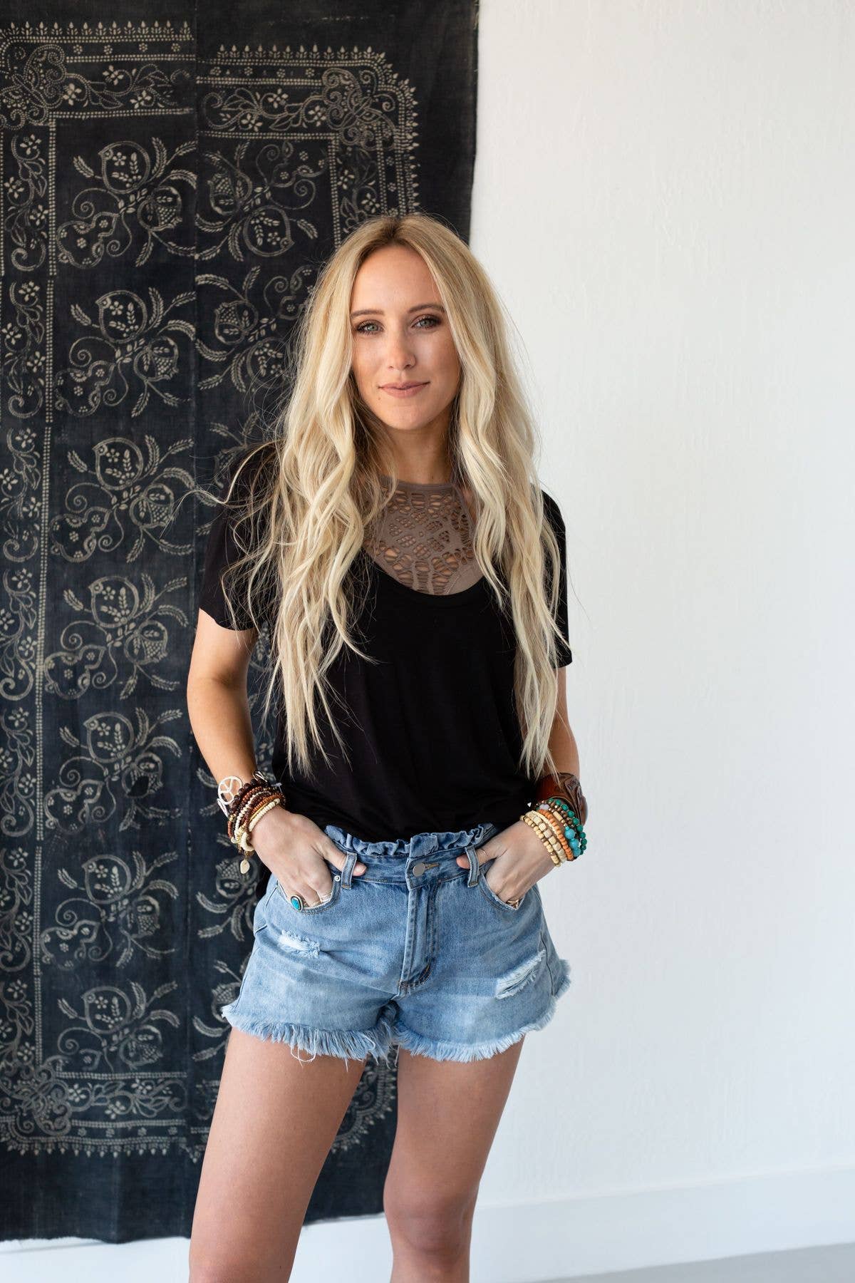Black Scoop Neck Bralette Tee