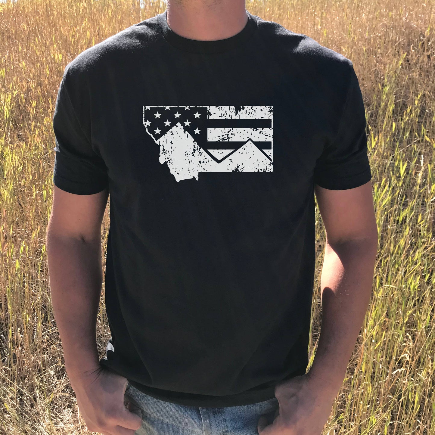 Mens Montana Flag tee BLACK
