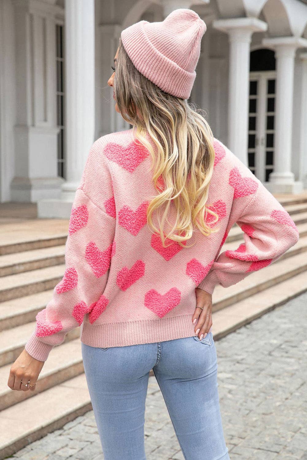 Light Pink Valentine's Day Heart Sweater