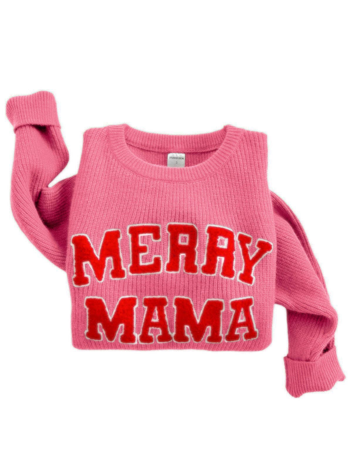 SpearmintLOVE - Women's Knit Sweater, Merry Mama Bubblegum