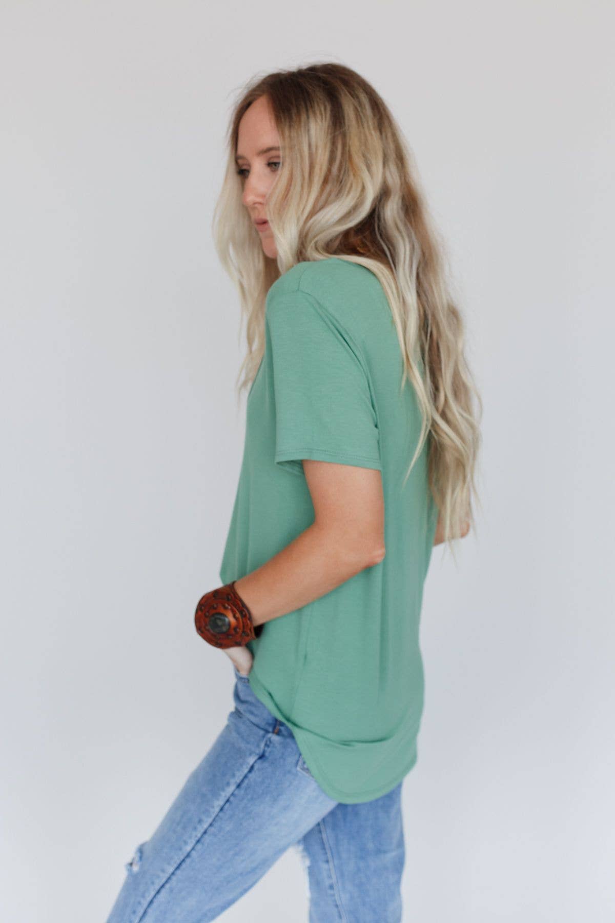 Sage Scoop Neck Bralette Tee