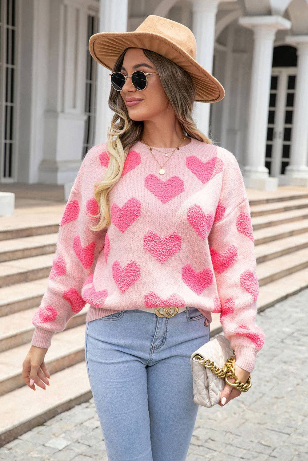 Light Pink Valentine's Day Heart Sweater