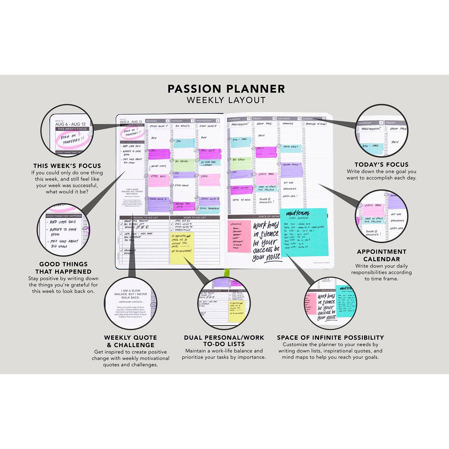 Weekly 2024 Planner Evergreen Gilded Magic Large (7.8” x 11”)
