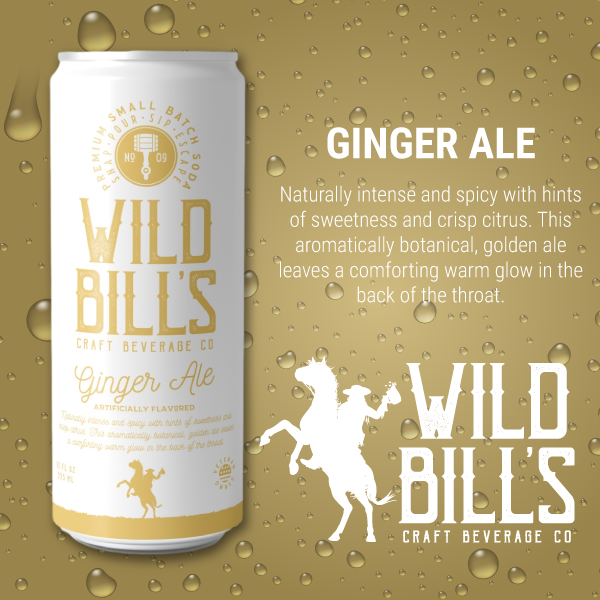 Wild Bill’s Craft Beverage Co. - Ginger Ale - Premium Cane Sugar Soda, 12-Pack, Cans