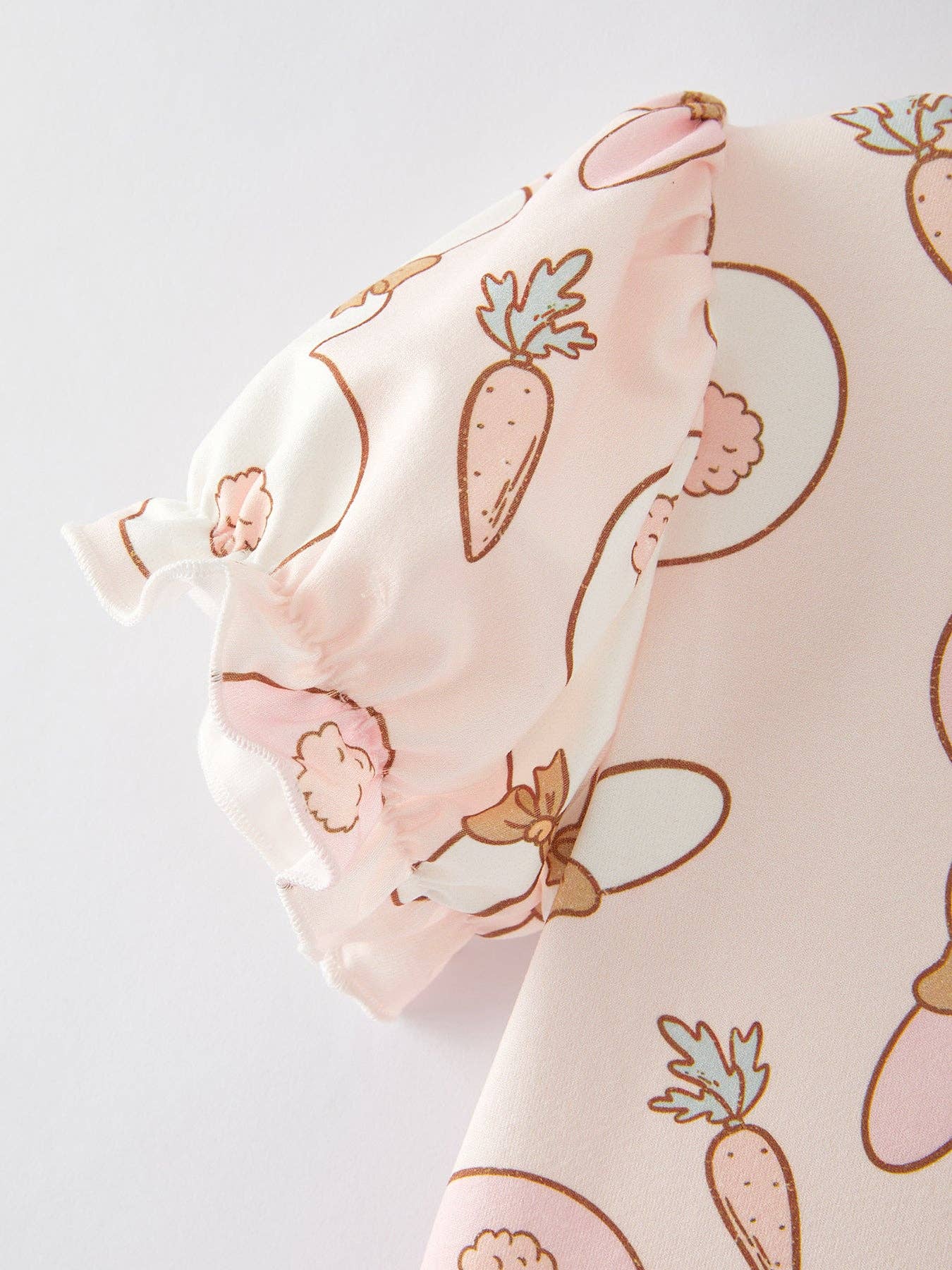 Rabbit Carrot Print Ruffle Girls Dress