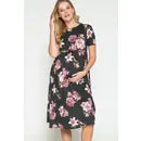 Flowered quarter sleeve maternity dress