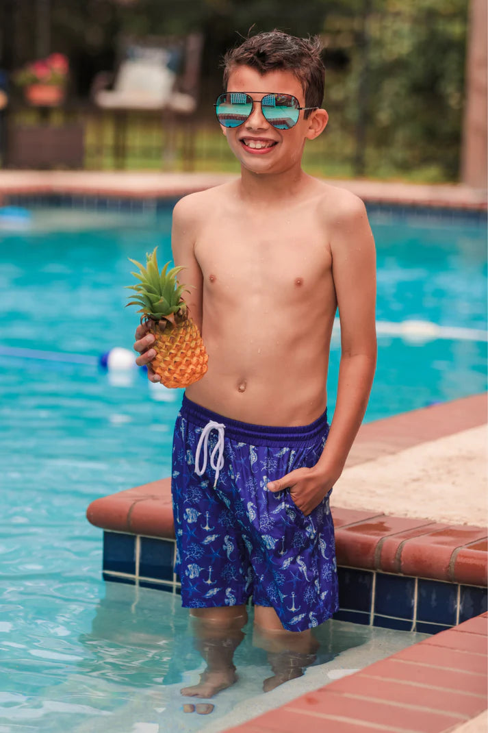 Boys sailing away swim trunks