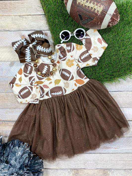 Footballs And Leaves Fall Tutu Dress