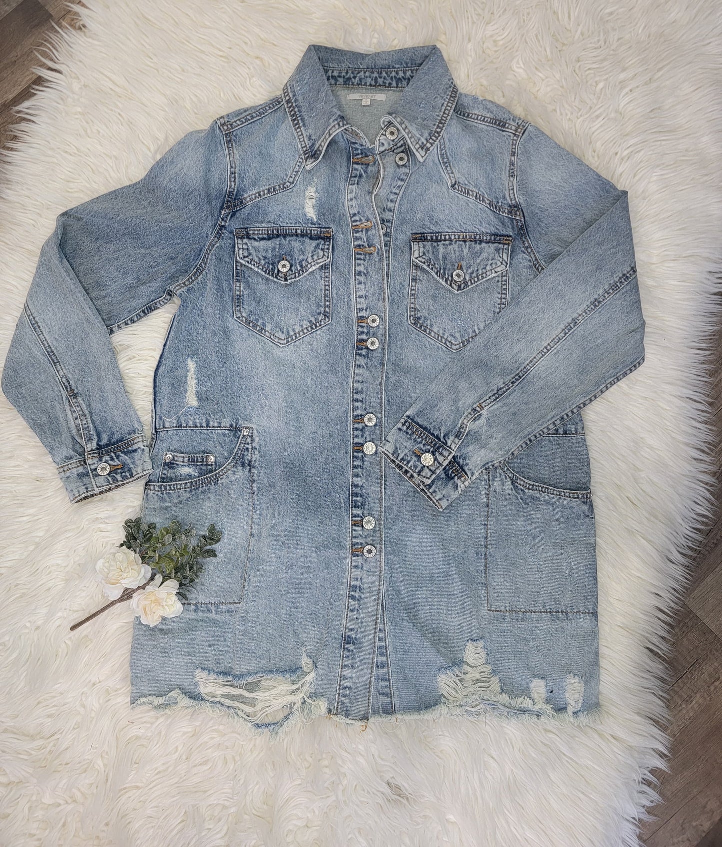Distressed Oversized Jean Jacket