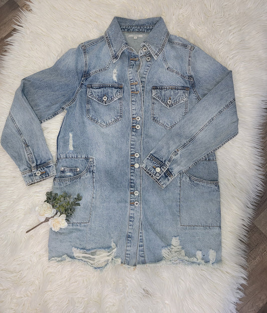Distressed Oversized Jean Jacket