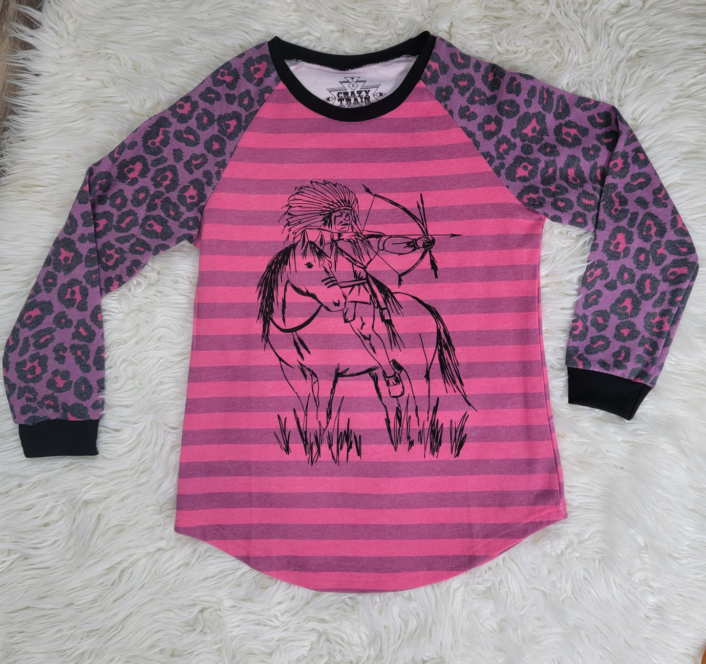 Little Rock Pink with Leopard Print Sweater