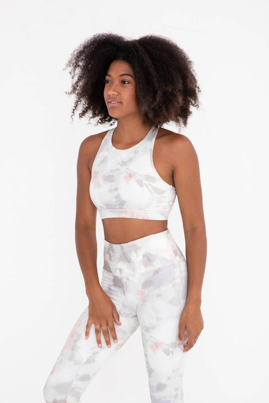 Watercolor Floral Pocket Racerback Sports Bra