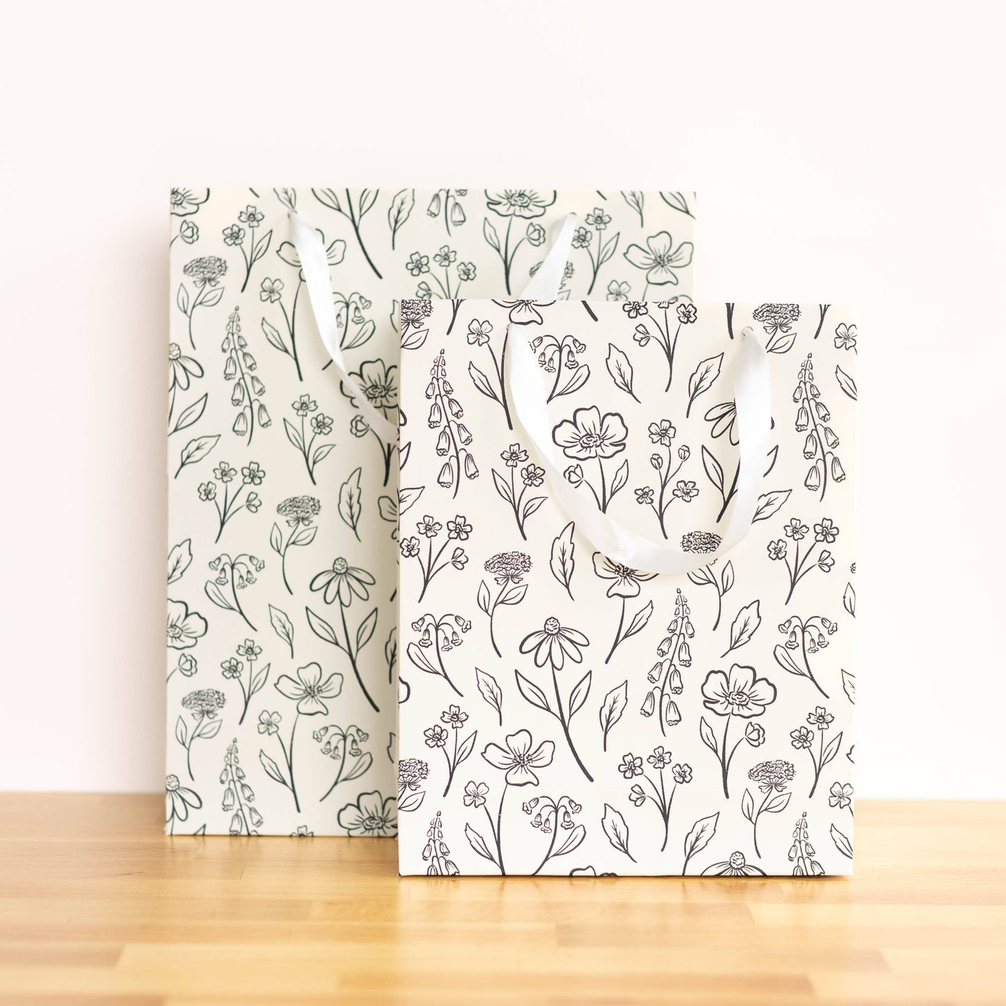 Ivory Pressed Floral Gift Bag