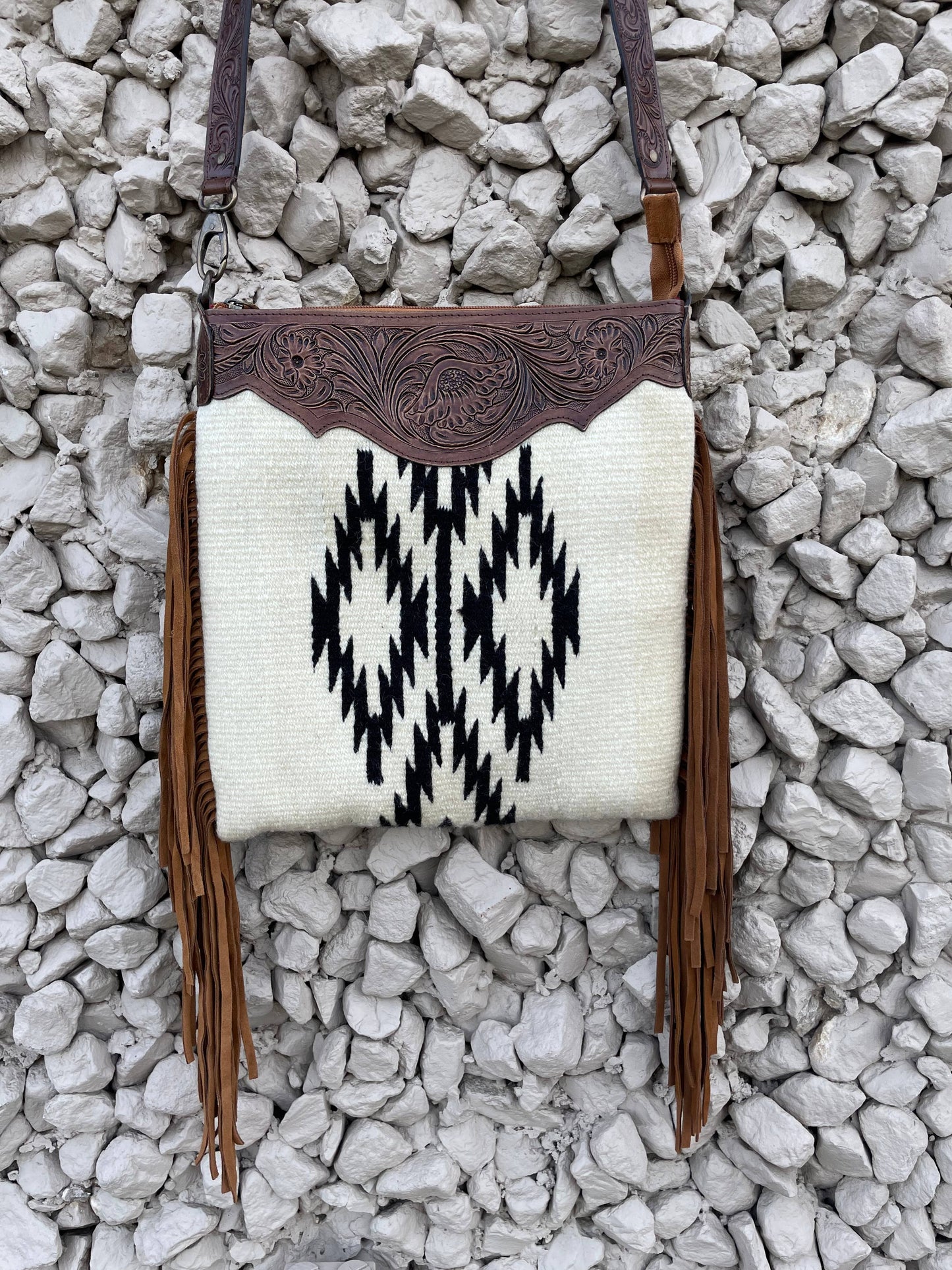 Western Linens - Tooled Desert Southwest Saddle crossbody Bag