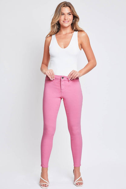 Hyperstretch Mid-Rise Skinny Jean: Junior / Flamingo