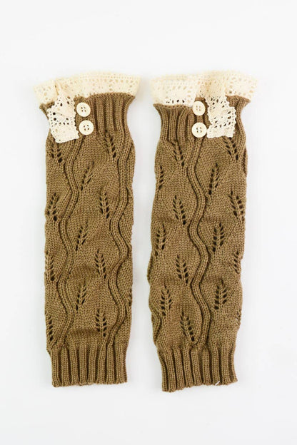 Mocha Crochet Lace Leg Warmer Boot Cuff