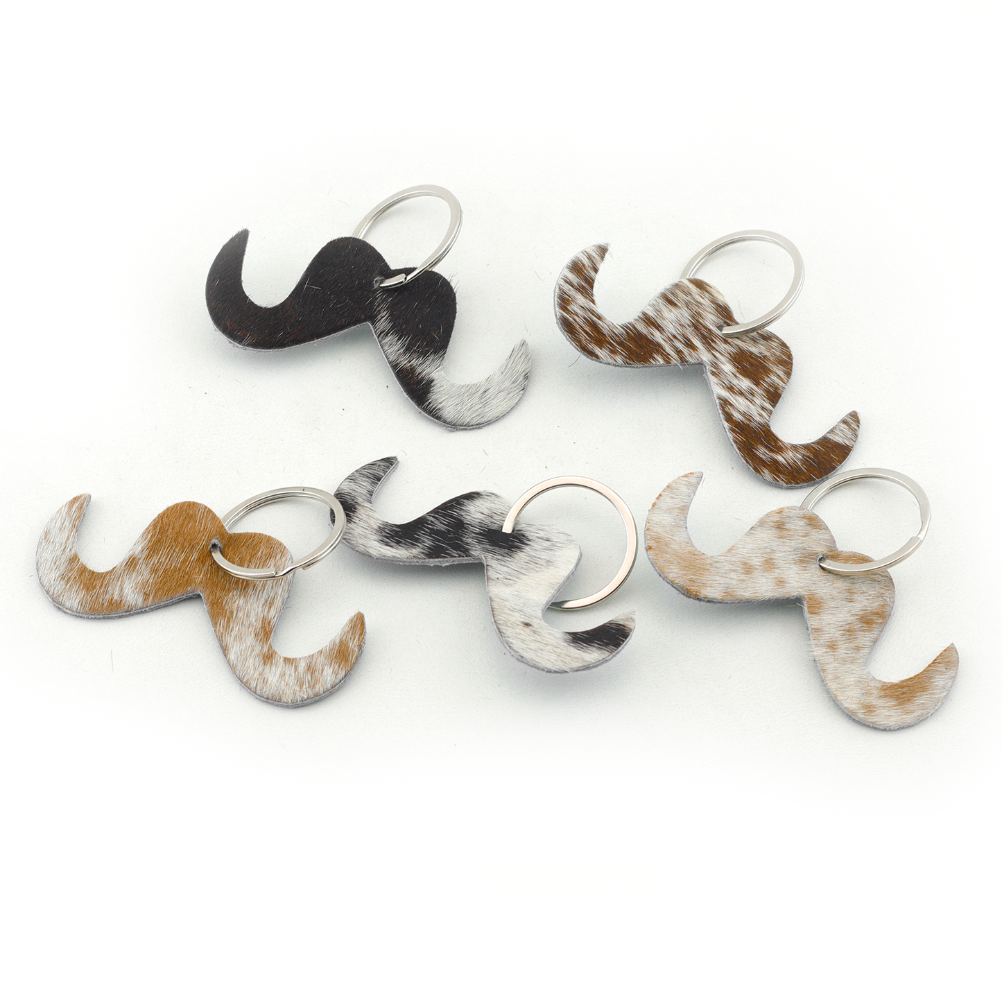 Mustache Cowhide Keychain