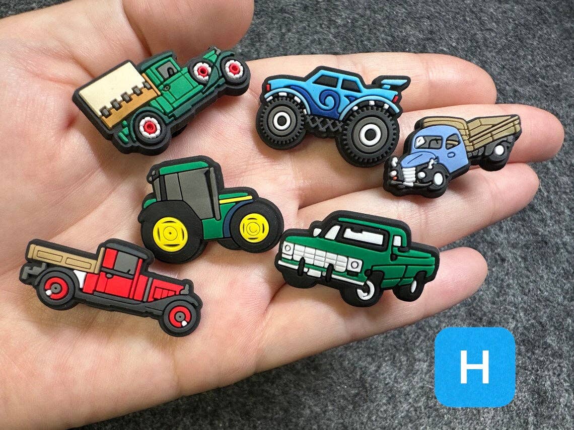 JuliesDecal - Concrete machine Construction Machine Vehicle Road Pile Driver Design shoe charms Best Quality: Set H 6pcs