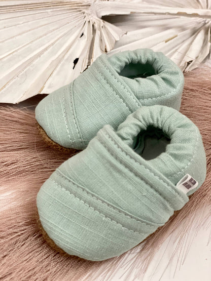 Seafoam Linen Angled Baby Shoes