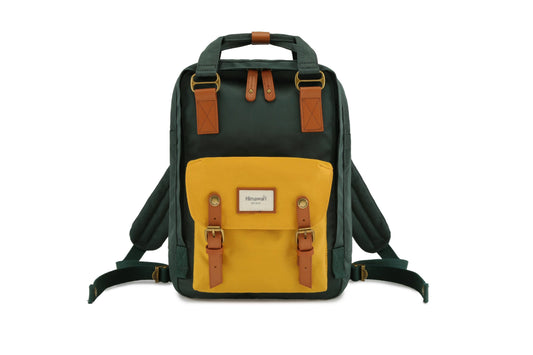 Vintage waterproof backpack: GREEN/YELLOW