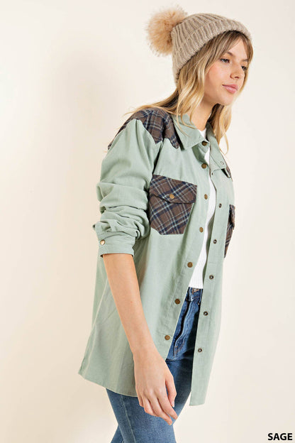 Corduroy plaid jacket