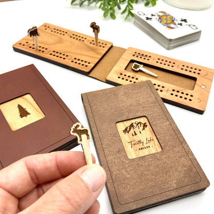 Travel Cribbage Board - Leather