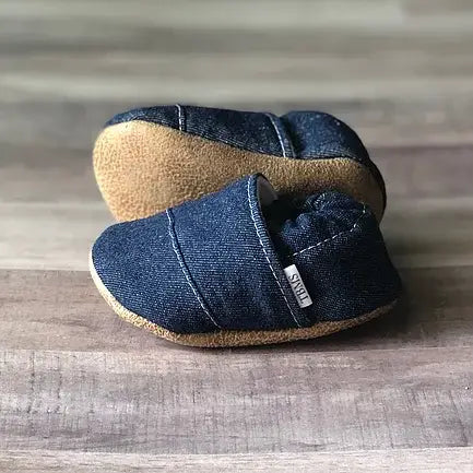 Denim Angled Moccasins: 3-6 Months