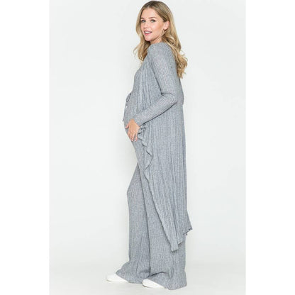 Maternity Holiday Maxi Jumpsuit Cardigan Sets: