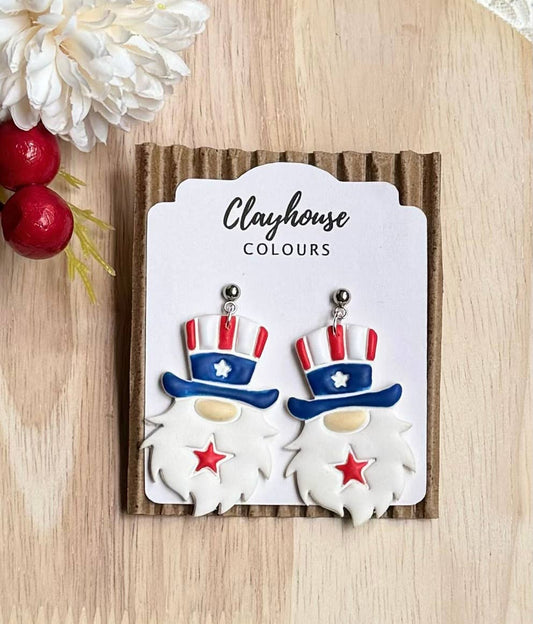 July 4th Clay Earrings  : Uncle Sam