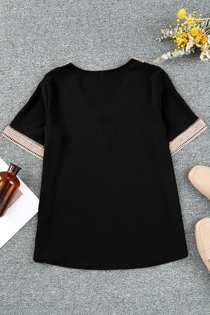 Black lace v neck shirt