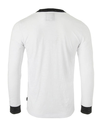 Men's Long Sleeve Contrast Neck Cuffs Henley