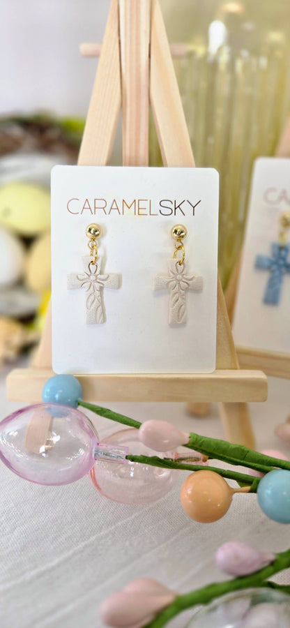 Easter Cross Clay Earring